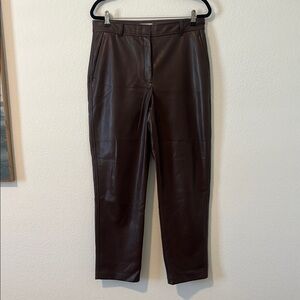Babaton Brown Faux Leather High-Waisted Pant